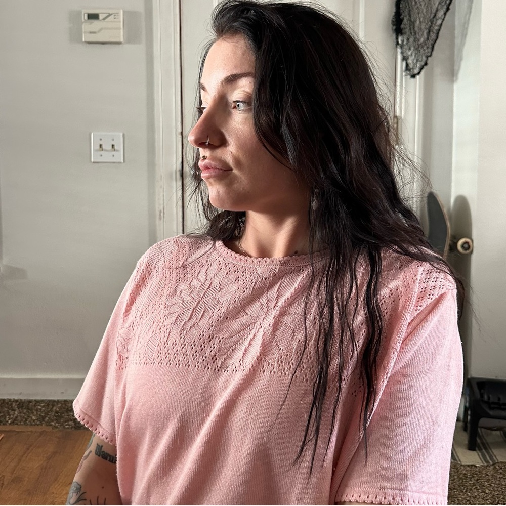 soft pink knitted blouse